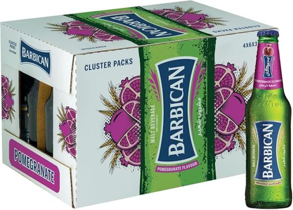 بربيكان شراب شعير زجاج نكهة الرمان 24*330مل